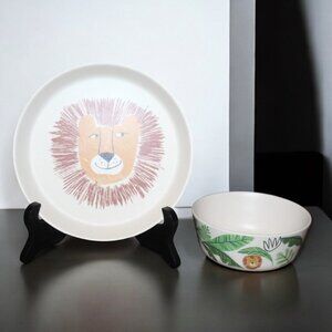 Pillow Fort Jungle Lion Childrens Bowl & Plate Melamine Jungle Set Kids